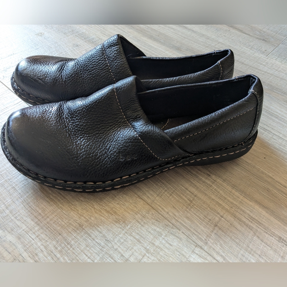 Born Concept Black Leather Clogs